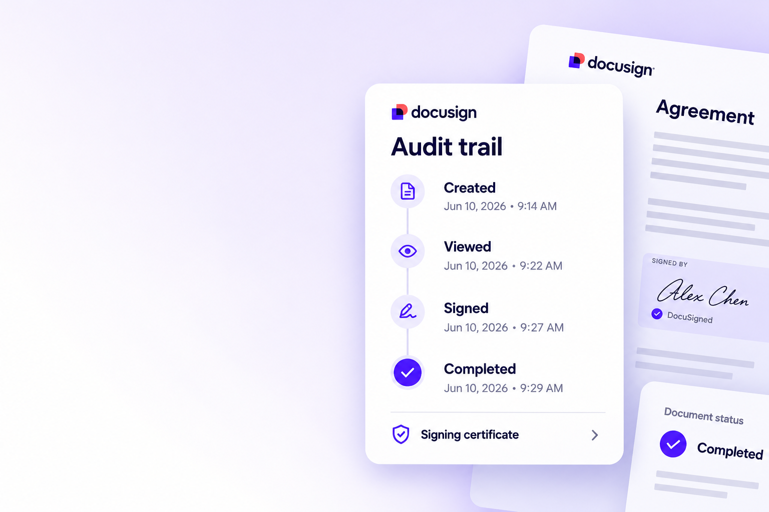 A tamper-evident audit trail in DocuSign for Windows