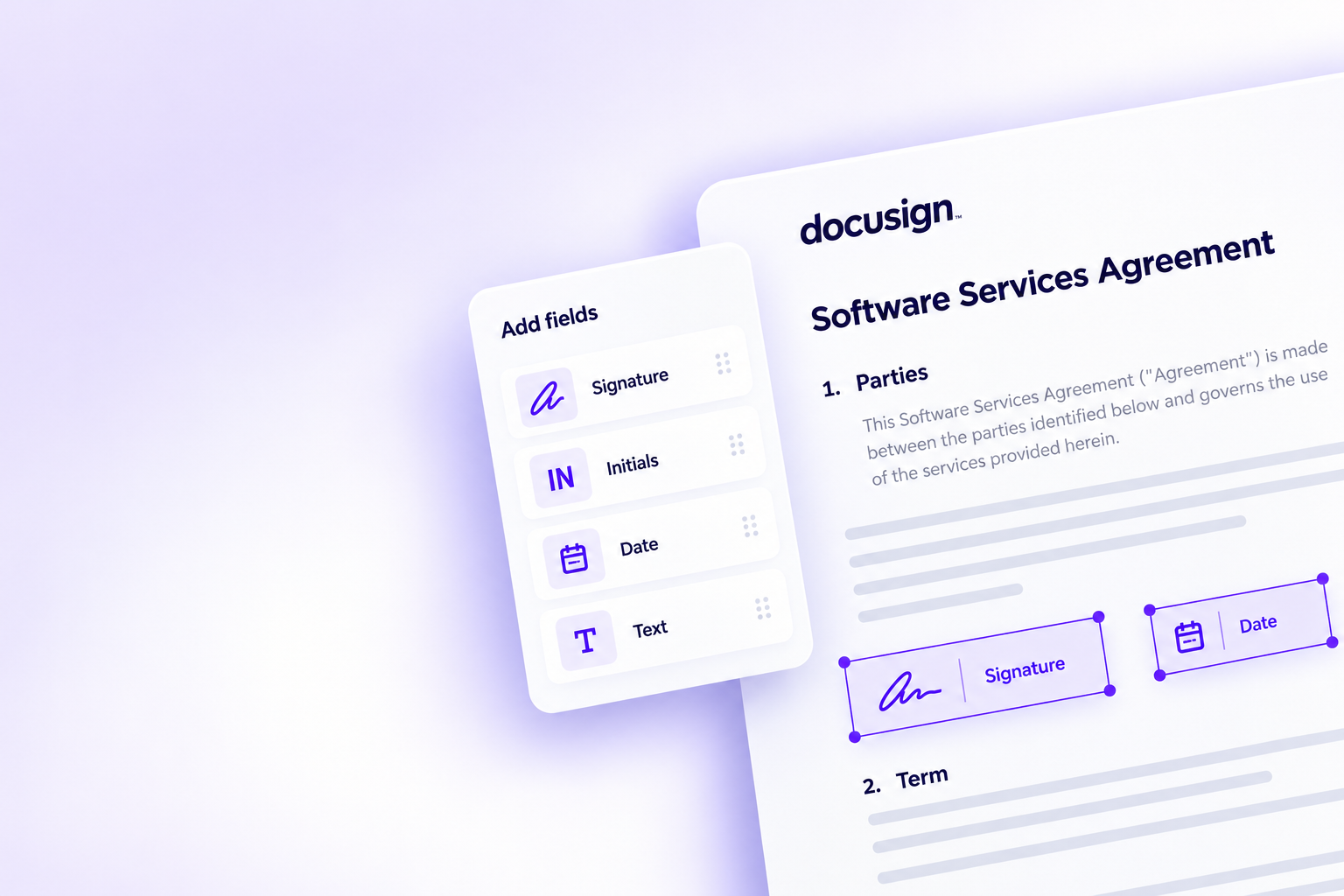 Placing fields on a document