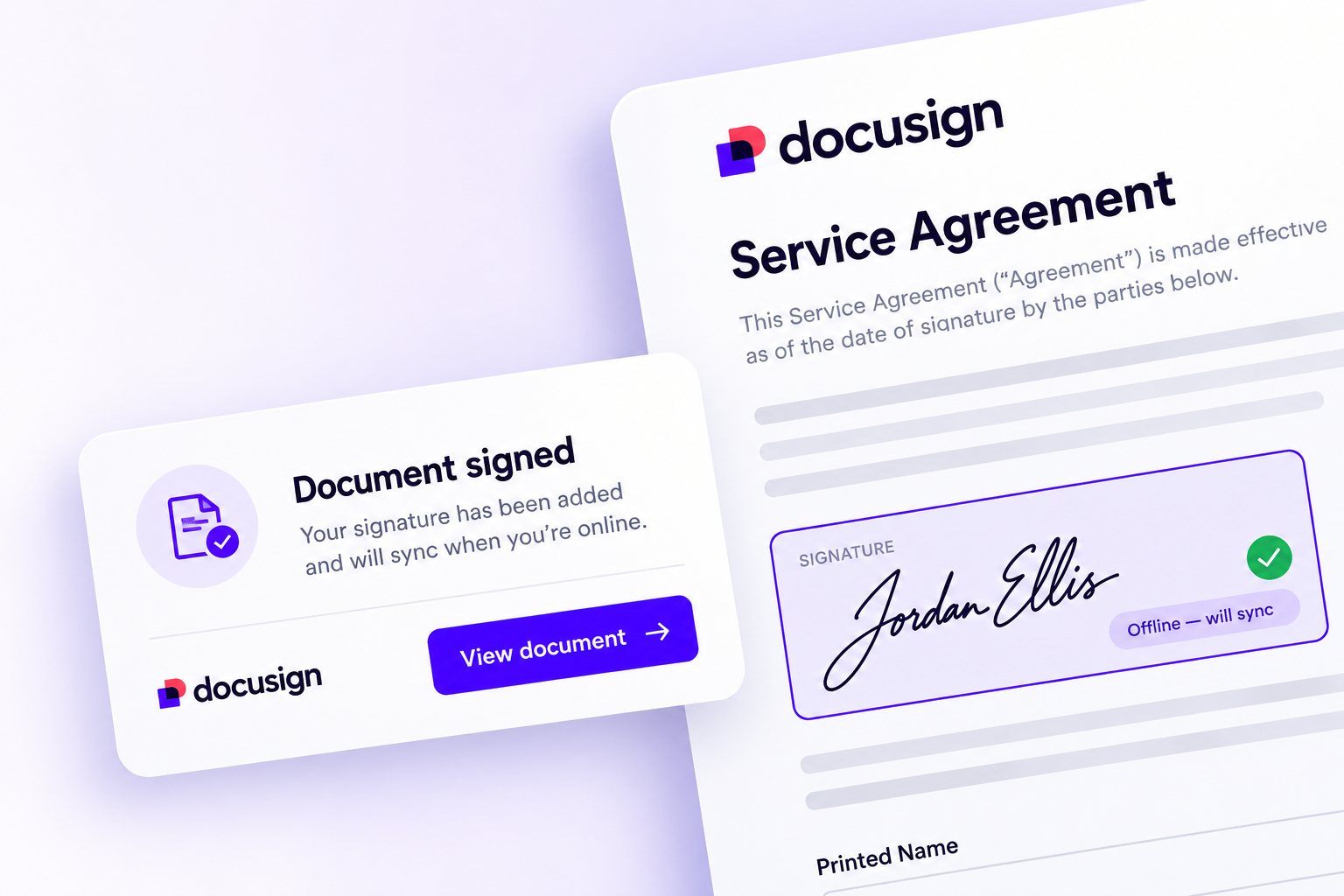 Signing a document offline